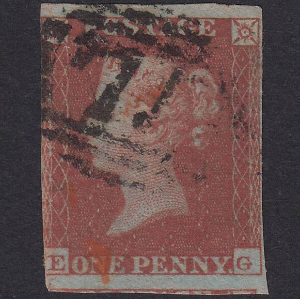 GB QV 1841 1d Red-Brown Plate 175 SG8-B2(1) EG GU 3 Margins