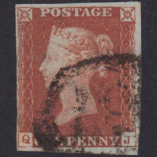 GB QV 1841 1d Red-Brown Plate 68 SG8-B1(1) QJ FU 4 Margins London D&S 67