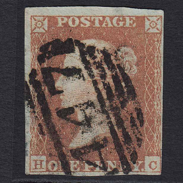 GB QV 1841 1d Red-brown (Plate 99) (SG8) 'HC' FU Leeds (447) 4 Margins