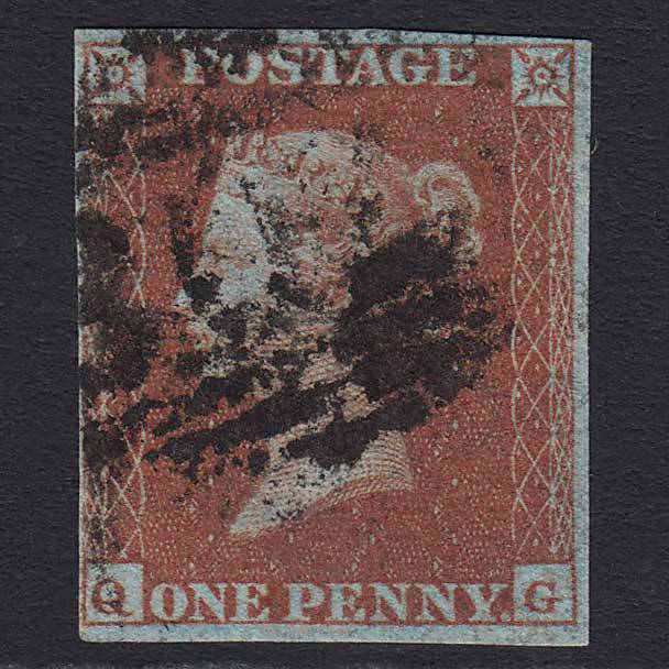 GB QV 1841 1d Red-brown (Plate 150) (SG8) 'QG' GU 4 Margins