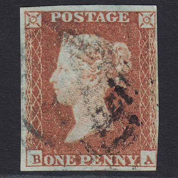 GB QV 1841 1d Red-brown (Plate 118) (SG8) 'BA' FU nr 4 Margins