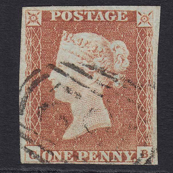 GB QV 1841 1d Pale Red-brown (Plate 65) (SG9) 'CB' FU 4 Margins