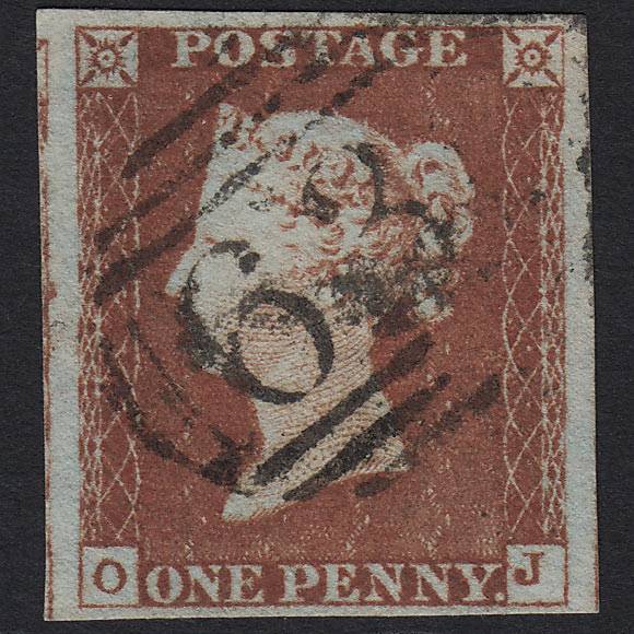 GB QV 1841 1d Red-brown (Plate 46) SG8-B1(1) OJ FU 4M Imperf