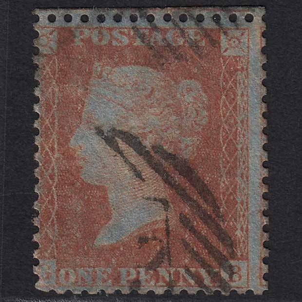 GB QV 1857 1d Orange-red (Plate 44) C8(7) GB GU London IS Cancel