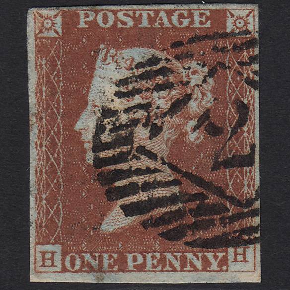 GB QV 1841 1d (Plate 38) SG8-B1(1) HH FU 4M Imperf Ivory Head Late Usage