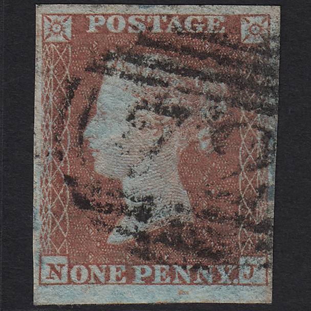 GB QV 1841 1d Very Blued Pl 89 SG8a-B1(2) NJ FU Billericay 72 4 Margins