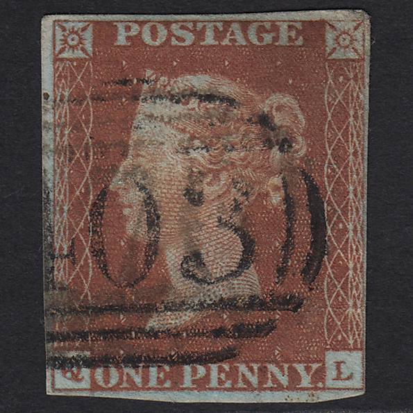 GB QV 1841 1d Plate 57 SG8 GU Chelmsford 176 & Rayleigh 403 on One Stamp!
