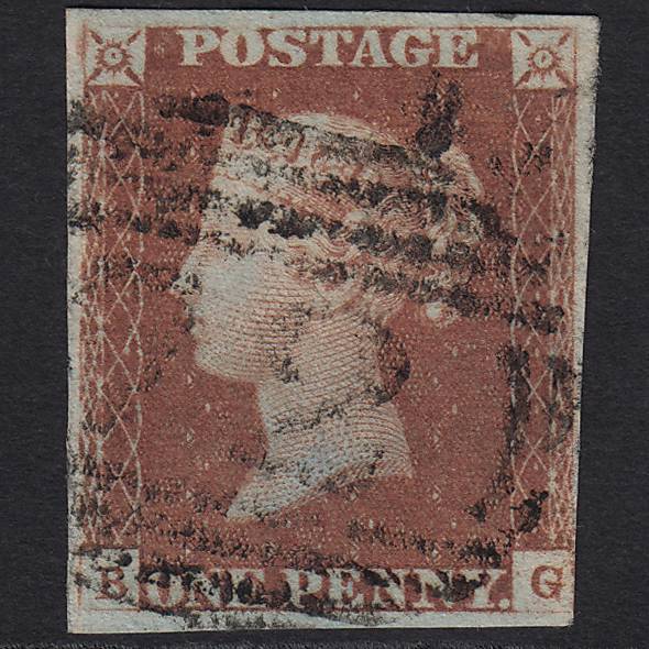 GB QV 1841 1d Red-brown Pl 85 SG8-B1(1) BJ FU Billericay 72 nr 4 Margins