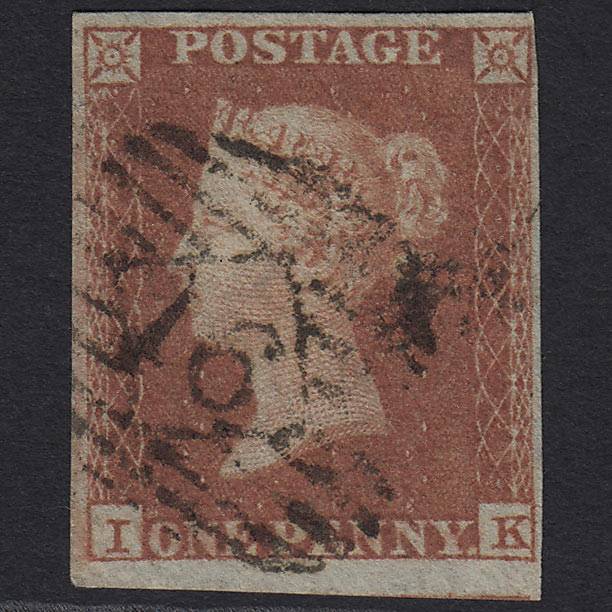 GB QV 1841 1d Red-brown Pl 152 SG8-B2(1) IK FU London IS 16 4 Margins