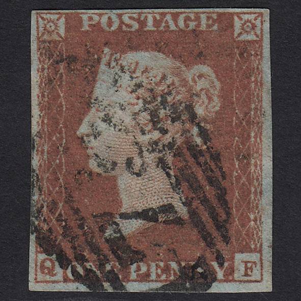 GB QV 1841 1d Red-brown Pl 87 SG8-B1(1) QF FU 4 Margins RE-cut Corners