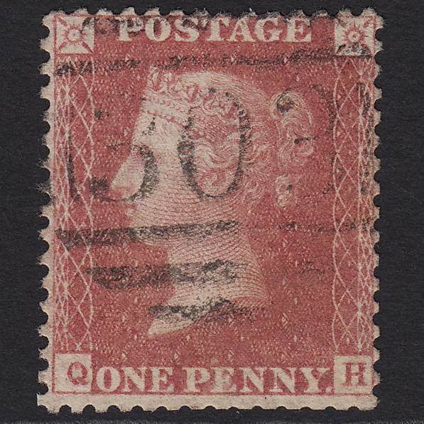 GB QV 1857 1d Rose-red (Plate 52) SG40-C10(1) QH GU Folkestone 303