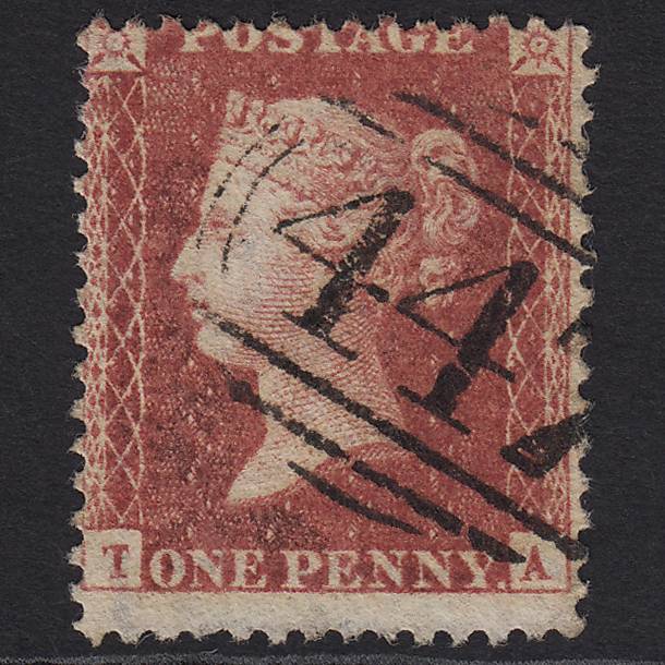 GB QV 1857 1d Rose-red (Plate 46) SG40-C10(1) TA FU Leeds 447 Misperf