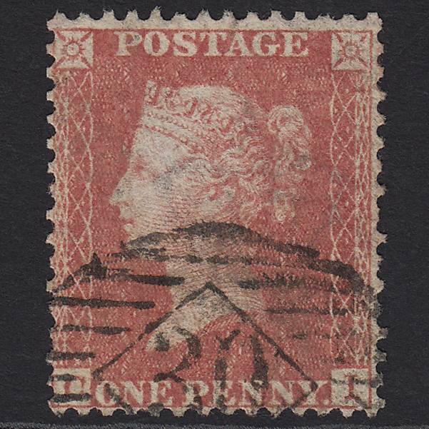 GB QV 1857 1d Pale Red Transitional (Plate 37) SGC9(3) CI GU London IS 30