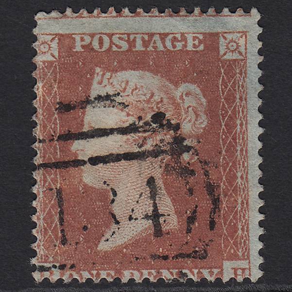 GB QV 1854 1d Red-brown SG17-C1(1) GU Bristol 134 Large Misperf
