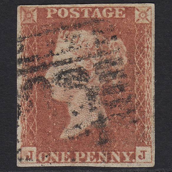 GB QV 1841 1d Red-brown (Plate 75) SG8-B1(1) JJ GU 4 Margins Scotland