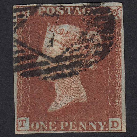GB QV 1841 1d Red-brown (Plate 51) SG8-B1(1) TD FU 4 Margins London IS 7