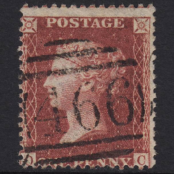 GB QV 1857 1d Rose-red (Plate 59) SG40-C10(1) OC FU Liverpool 466 Misperf