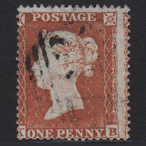 GB QV 1854 1d (Plate 189) SG17-C1(1) KB GU Light Cancel Large Misperf