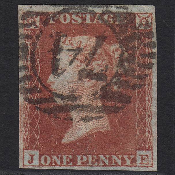 GB QV 1841 1d Red-brown Pl 161 SG8-B2(1) JE FU 4 Margins London D&S 74