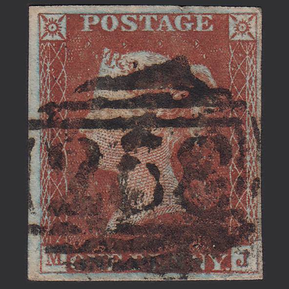 GB QV 1841 1d Red-brown (Plate 49) SG8-B1(1) MJ GU 4 Margins
