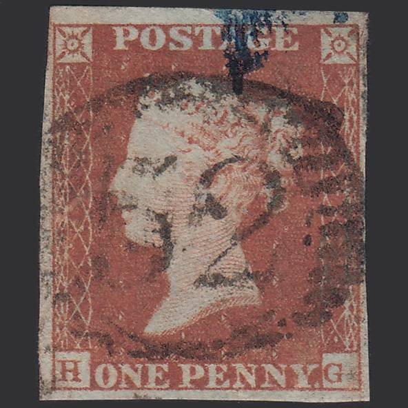 GB QV 1841 1d Red-brown Pl 90 SG8-B1(1) HG GU 4M Imperf London D&S 52