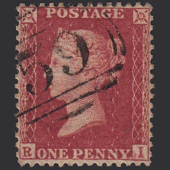 GB QV 1857 1d Deep Rose-red (Plate 60) SG41-C10(4) RI FU Beccles 59