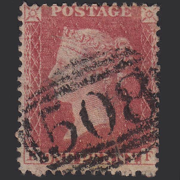 GB QV 1857 1d Rose-red (Plate 62) SG40-C10(1) PF FU Market Deeping 508
