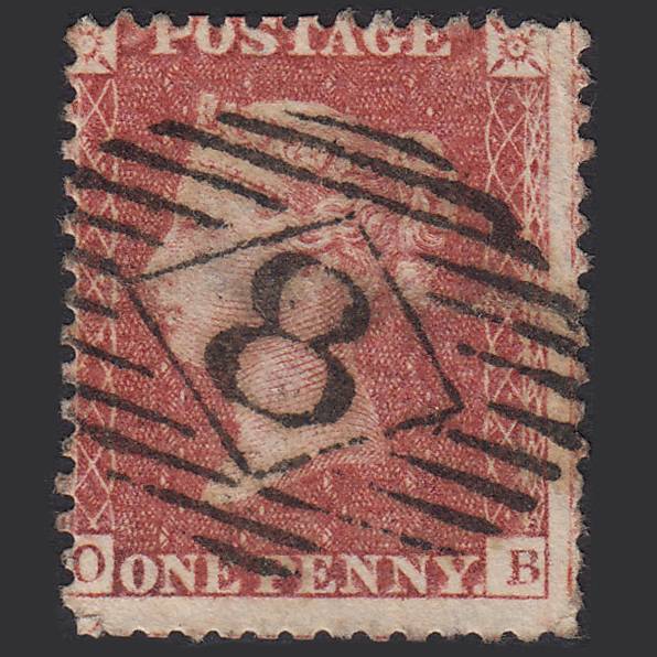 GB QV 1857 1d Rose-red (Plate 27) SG40-C10(1) OB GU London IS 8