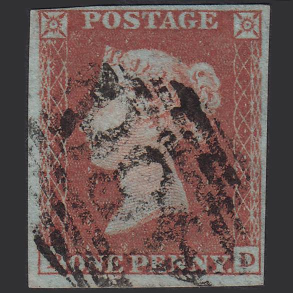 GB QV 1841 1d Red-brown Pl 94 SG8-B1(1) RD GU 4 Margins Liverpool 466
