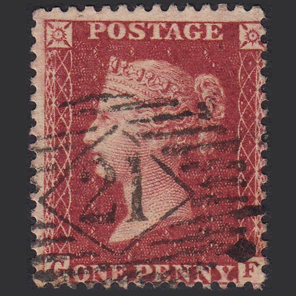 GB QV 1857 1d Deep Rose-red (Plate 60) SG41-C10(4) GF FU London IS 21