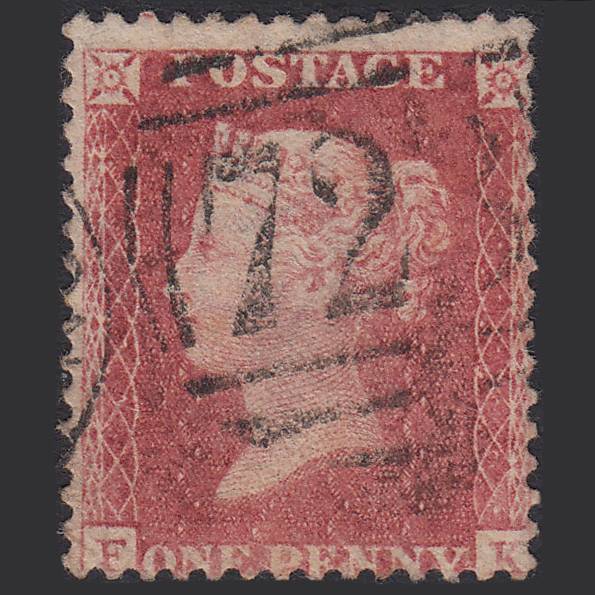 GB QV 1857 1d Rose-red (Plate 27) SG40-C10(1) FK GU Southampton 723