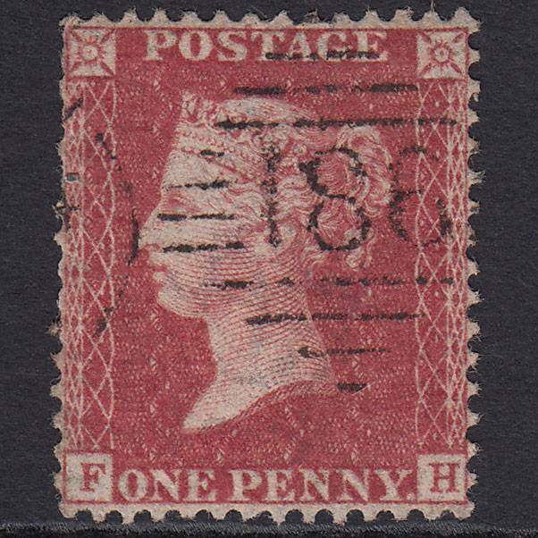 GB QV 1857 1d Rose-red (Plate 46) SG40-C10(1) FH GU Dublin 186
