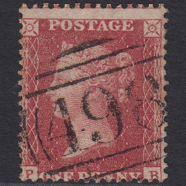 GB QV 1857 1d Rose-red (Plate 56) SG40-C10(1) PB GU Manchester 498 Misperf