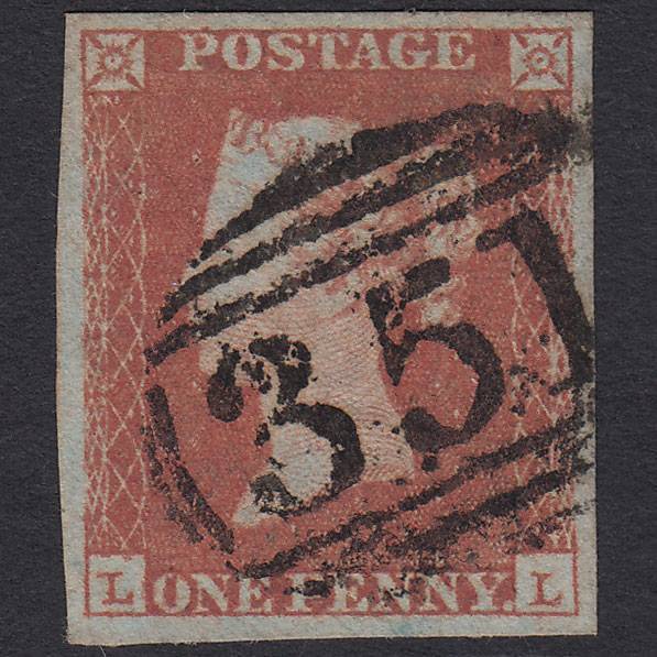 GB QV 1841 1d Red-brown (Plate 92) SG8-B1(1) LL FU 4 Margins Helston 351