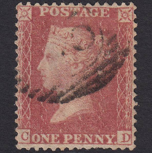 GB QV 1857 1d Rose-red (Plate 57) SG40-C10(1) CD GU London IS Cancel