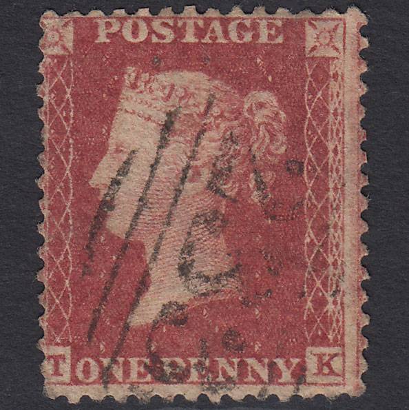 GB QV 1857 1d Rose-red Pl 60 SG40-C10(1) TK FU Darlington 233 Misperf
