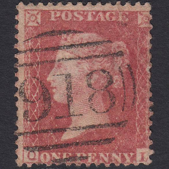 GB QV 1857 1d Pale Rose (Plate 42) SG39-C10(3) QL GU Worcester 918