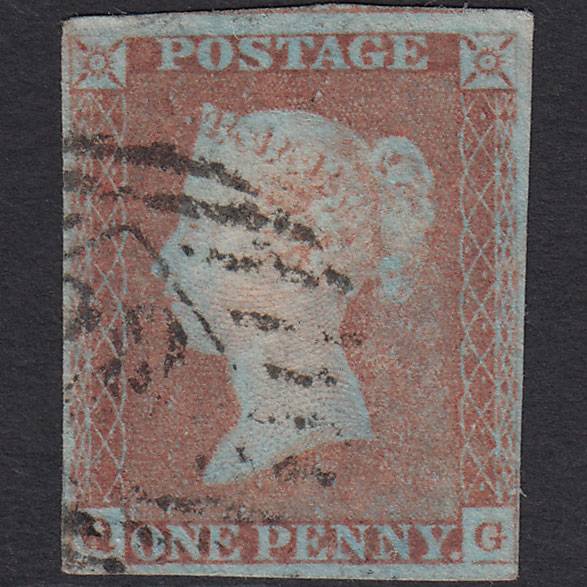 GB QV 1841 1d Very Blued (Plate 80) SG8a-B1(2) QG FU 4M London IS Cancel