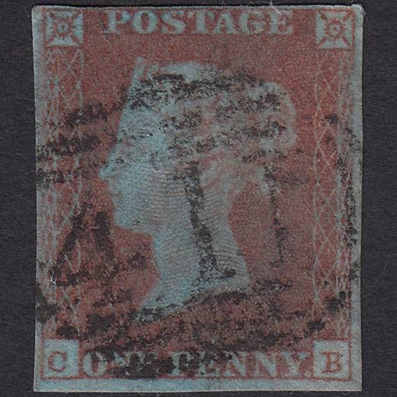 GB QV 1841 1d (Plate 109) SG8a-B1(2) CB FU 4M Kendal 411 Paper Flaw