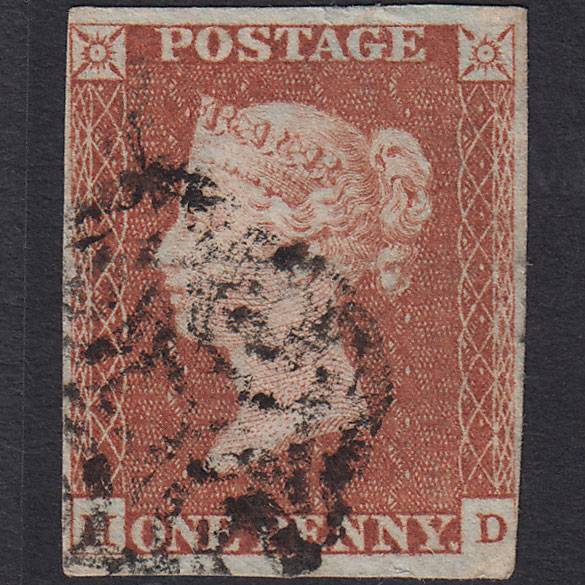 GB QV 1841 1d (Plate 27) SG8-B1(1) HD GU nr 4 Margins Maltese Cross Tears