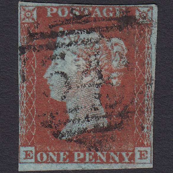 GB QV 1841 1d Very Blued (Plate 50) SG8a-B1(2) EE FU 4 Margins