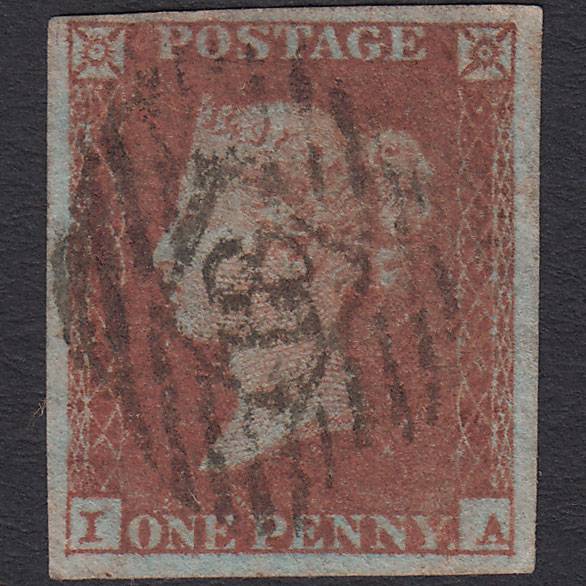 GB QV 1841 1d Red-brown Pl 100 SG8-B1(1) IA GU 4 Margins London IS 18