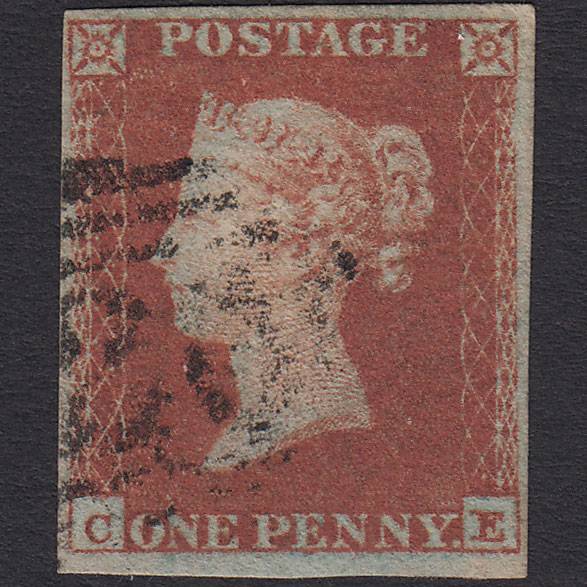 GB QV 1841 1d Red-brown (Plate 128) SG8-B2(1) CE FU 4 Margins