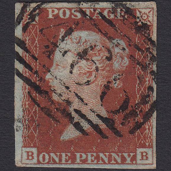 GB QV 1841 1d Red-brown Pl 42 SG8-B1(1) BB FU 4 Margins Liverpool 466