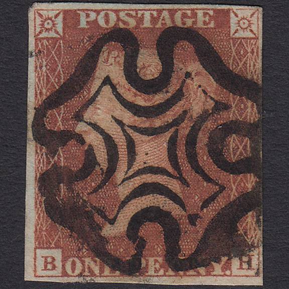 GB QV 1841 1d Red-brown Penny Black Pl 11 SG7-A2 BH FU London Type II MX