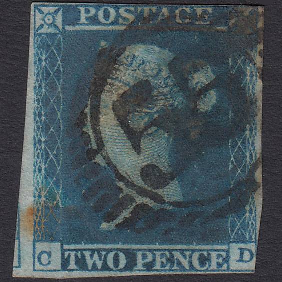 GB QV 1841 2d Blue (Plate 4) SG14-E1(2) CD GU nr 4 Margins London D&S 55