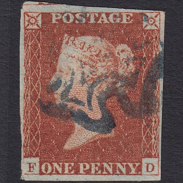 GB QV 1841 1d (Plate 28) SG8-B1(1) FD FU nr 4 Margins Blue Maltese Cross