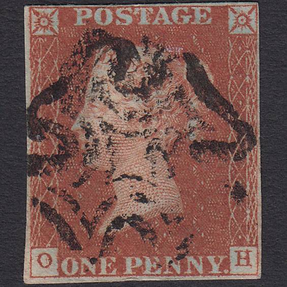 GB QV 1841 1d Red-brown (Plate 36) SG8-B1(1) OH FU 4 Margins Maltese Cross