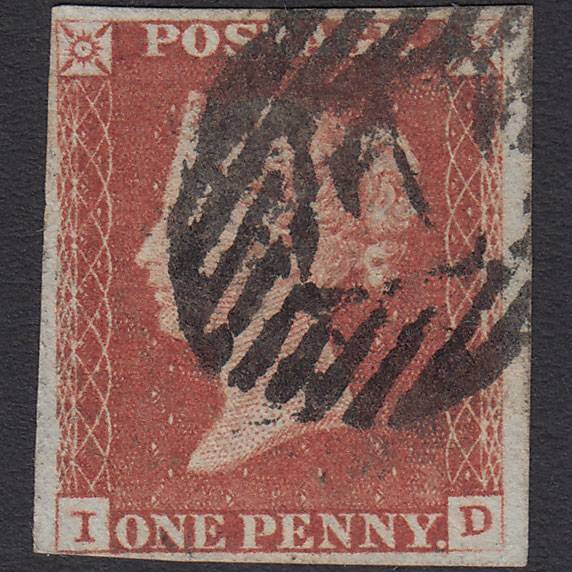 GB QV 1841 1d Red-brown (Plate 78) SG8-B1(1) ID GU 4 Margins London IS 7