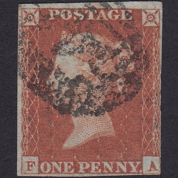 GB QV 1841 1d Red-brown (Plate 81) SG8-B1(1) FA GU nr 4 Margins